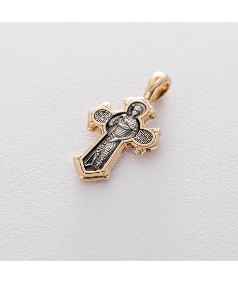 Серебряный крест "Распятие. Великомученик Димитрий Солунский" 131668 Онікс