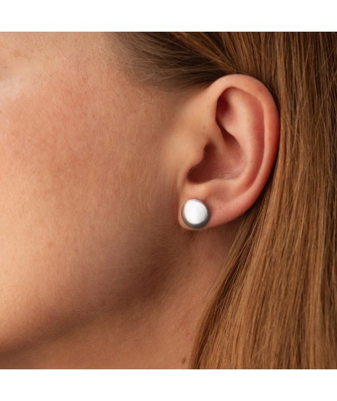 Gold earrings - studs "Circles" s05775 Onyx