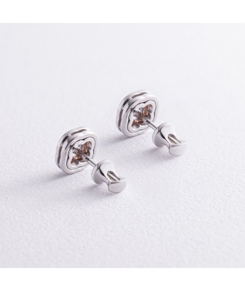 Gold earrings - studs "Clover" with diamonds 334361121 Onyx