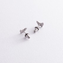 Children's earrings - studs "Butterflies" in silver (enamel) 768 Onyx