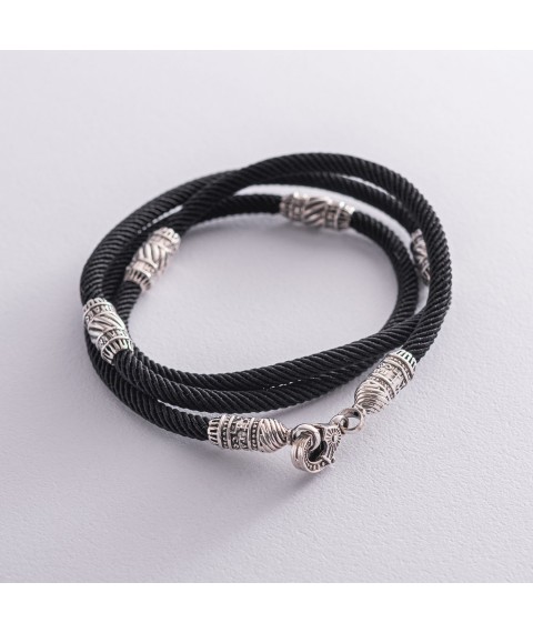 Silk cord with silver clasp Ш0033-4в/д4 Onix 55