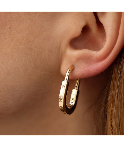 Earrings "Camilla" in yellow gold (cubic zirconia) s08809 Onyx