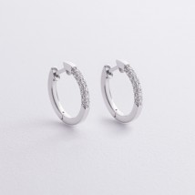 Сережки - кільця з діамантами (біле золото) 340131121 Онікс