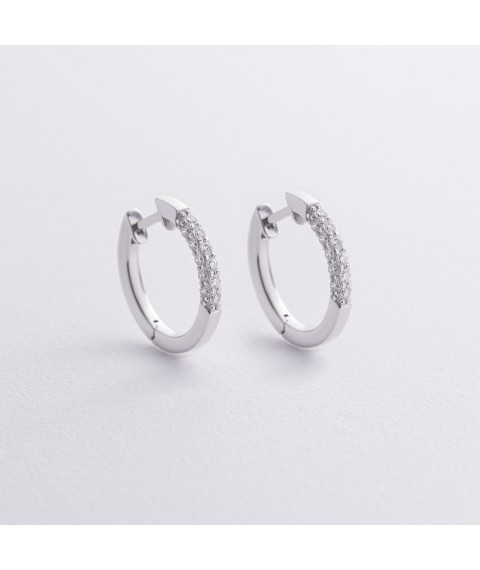 Earrings - rings with diamonds (white gold) 340131121 Onyx