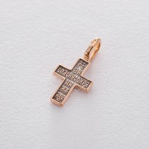 Золотой православный крест «Распятие. Молитва «Спаси и сохрани» п01826 Онікс