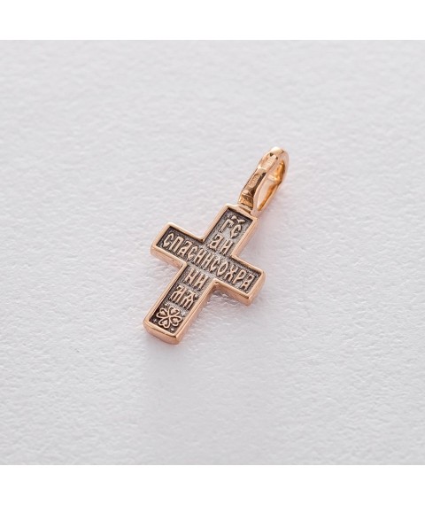 Золотой православный крест «Распятие. Молитва «Спаси и сохрани» п01826 Онікс