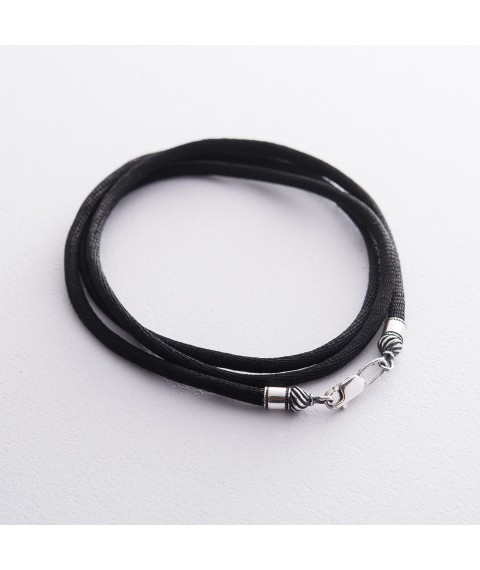 Silk cord with silver clasp (3mm) 18432 Onyx 55