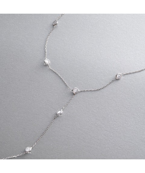 Серебряное колье - галстук с фианитами 908-01592 Онікс  40