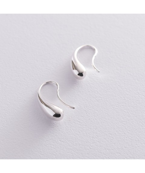 Silver earrings "Droplets" 122887 Onyx