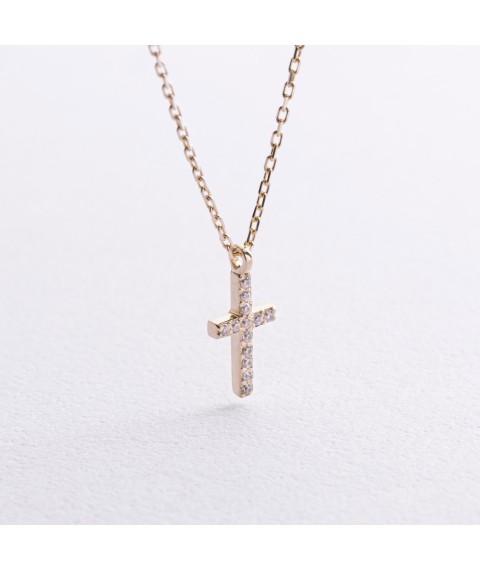 Necklace "Cross" in yellow gold (cubic zirconia) kol02508 Onix 45