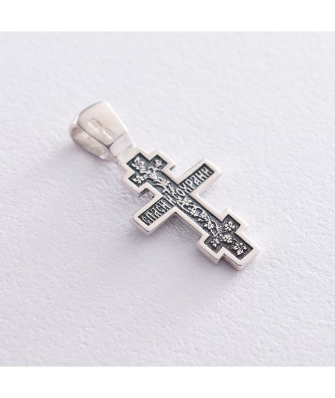 Серебряный крест "Распятие Христово. Спаси и сохрани" 133000 Онікс