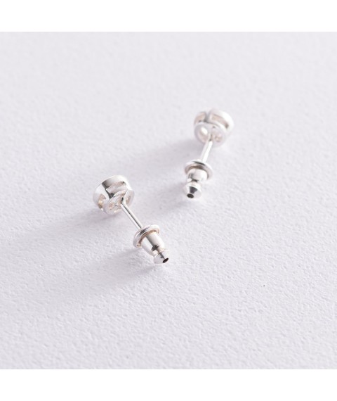 Stud earrings with cubic zirconia (6mm) 12736 Onyx