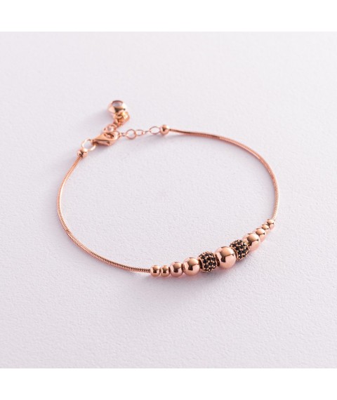 Gold bracelet "Balls" (black cubic zirconia) b04944 Onix 20