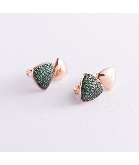 Gold earrings with green cubic zirconia s05097 Onyx