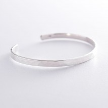 Жорсткий срібний браслет (текстурний) 141476 Онікс