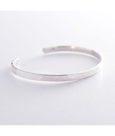 Жорсткий срібний браслет (текстурний) 141476 Онікс