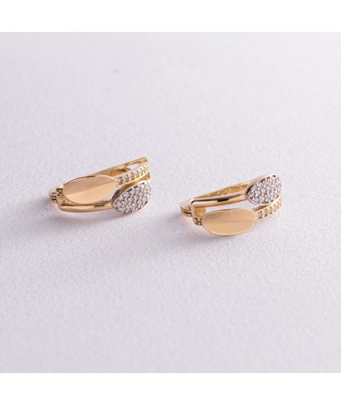 Gold earrings with cubic zirconia s04920 Onyx