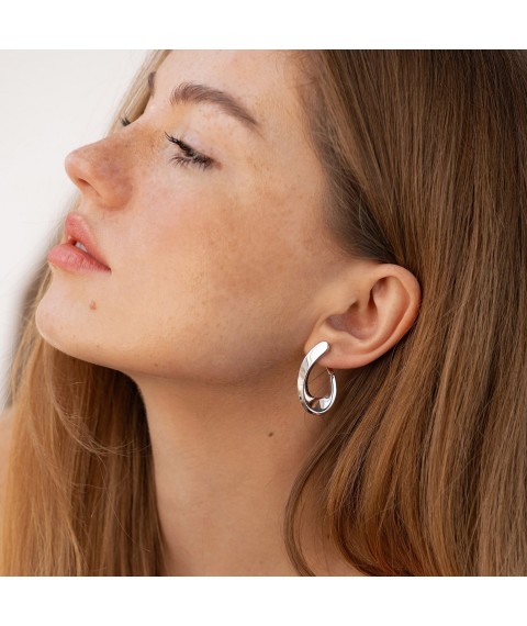 Earrings "Droplets" in white gold s08900 Onix