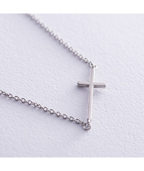 Silver necklace "Cross" 1094 Onyx 41