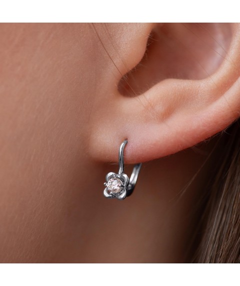 Gold children's earrings with cubic zirconia s05962 Onyx