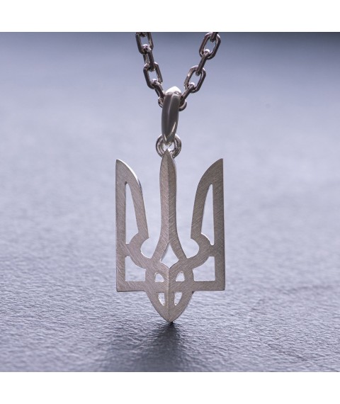 Silver pendant "Coat of arms of Ukraine - Trident" 133125 Onyx