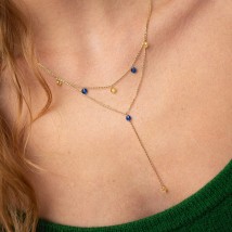 Gold necklace - tie "Ukrainian" (blue and yellow cubic zirconia) count02329 Onyx 43