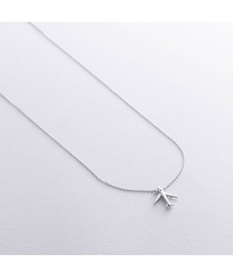 Gold necklace "Airplane" with cubic zirconia col02456 Onix 45