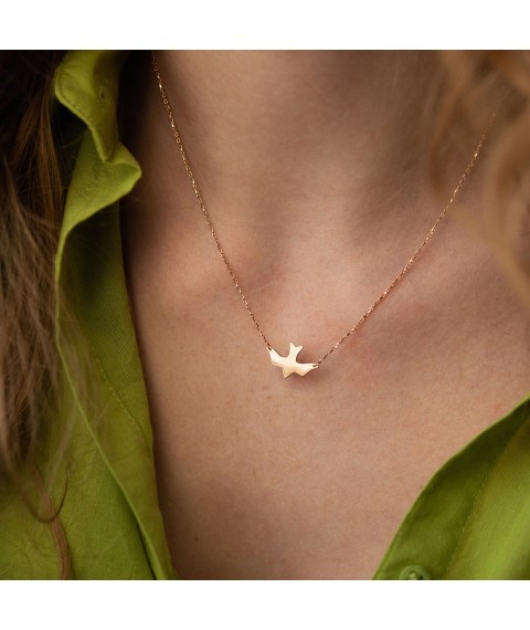Necklace "Swallow" in red gold kol02363 Onyx 45