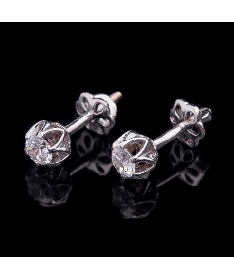 Gold stud earrings with cubic zirconia s03703 Onyx