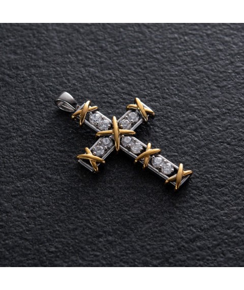 Silver cross with cubic zirconia (gilding) 897 Onyx