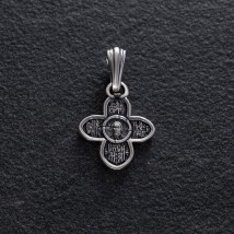 Silver cross “Savior Not Made by Hands. Prayer" 131018 Onyx