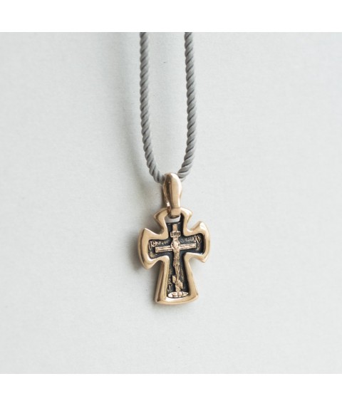Golden cross "Crucifixion. Save and Preserve" p02665 Onyx