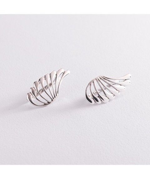 Silver earrings "Wings" 12112 Onyx