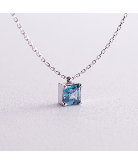 Gold necklace "Alma" (blue cubic zirconia) count02373 Onyx 45