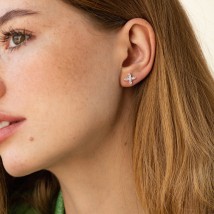 Gold earrings - studs with diamonds sb0516sm Onyx