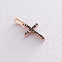 Gold cross with white and black cubic zirconia p03158 Onyx
