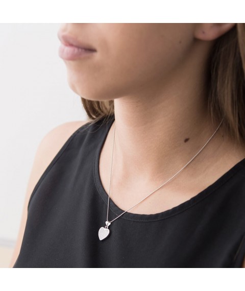 Silver pendant "Heart" with cubic zirconia 132244 Onyx