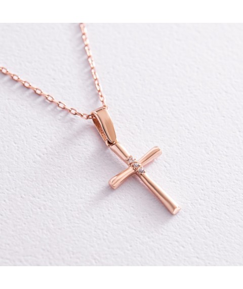 Gold necklace "Cross" with cubic zirconia col02190 Onix 45
