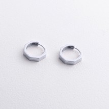 Серьги - кольца "Madison" в белом золоте с08462 Онікс