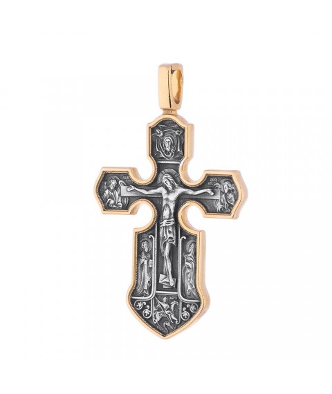 Orthodox cross "Crucifixion. Kazan Icon of the Mother of God with the coming saints" 131464 Onyx