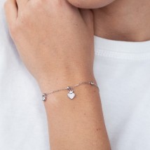 Silver bracelet with heart (cubic zirconia) 141251 Onix 19