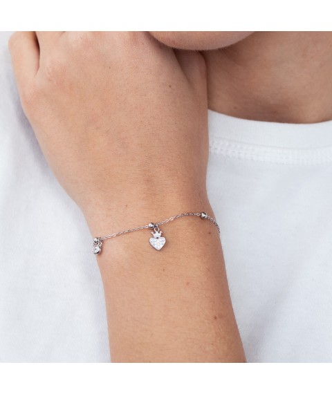 Silver bracelet with heart (cubic zirconia) 141251 Onyx 19.5