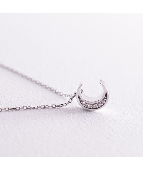 Necklace "Moon" with cubic zirconia (white gold) coll02316 Onix 45