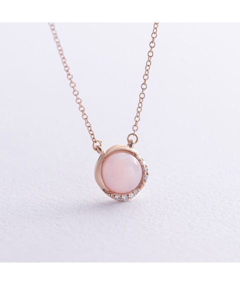 Gold necklace (pink opal, diamonds) flask0127sc Onix 45