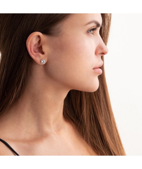 Silver earrings - studs (cubic zirconia) 121862 Onyx