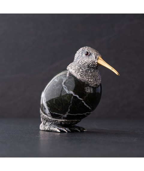 Серебряная фигура ручной работы "Птичка киви" 23166 Онікс