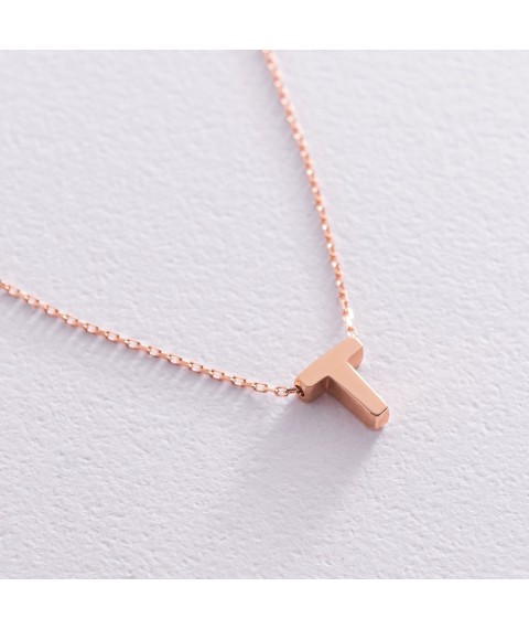Gold necklace with the letter "T" coll01256T Onyx 40