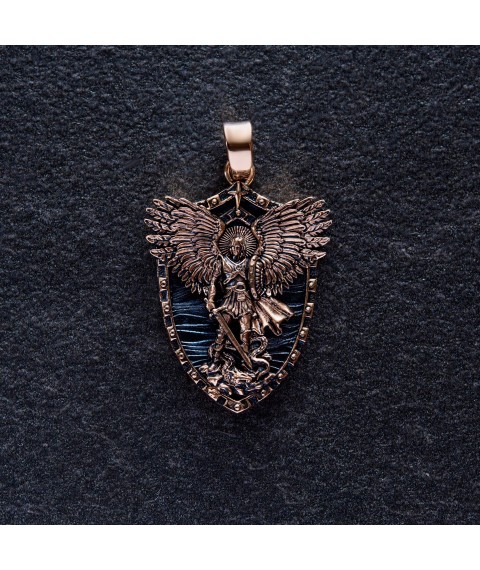 Gold pendant "Archangel Michael. Prayer" (custom engraving is possible) p03807 Onyx