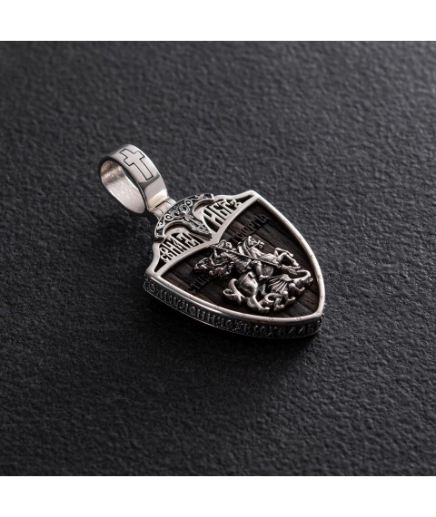 Silver pendant "St. George the Victorious" with ebony 974 Onyx