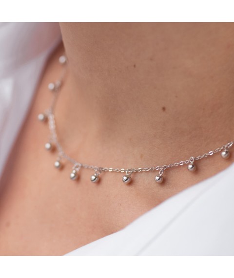Silver necklace "Balls" 181247 Onix 45